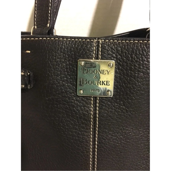 Dooney & Bourke Black Leather Shoulder Bag with Gold Hardware and Buckle Details - Picture 9 of 12